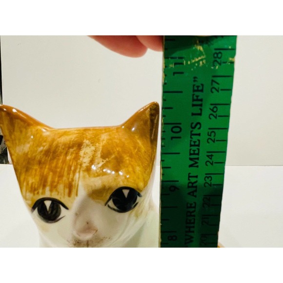 NS GUSTIN CO. Vintage Folk Art Tabby Orange Cat Statue Hand Painted - Picture 7 of 8